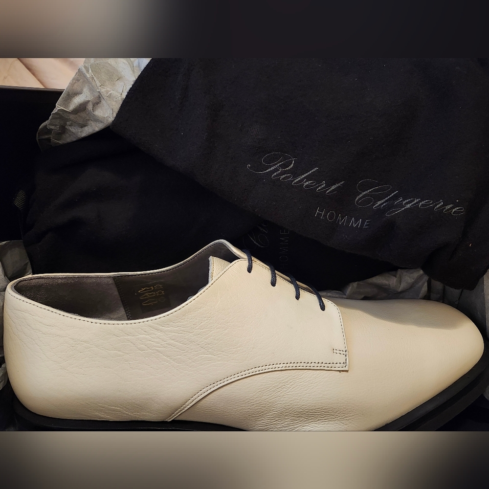 NIB Robert Clergerie GIAN Off White Leather Oxford Mens Dress Shoe 9.5